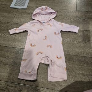 Old Navy Pink Hooded One Piece with Rainbow Print